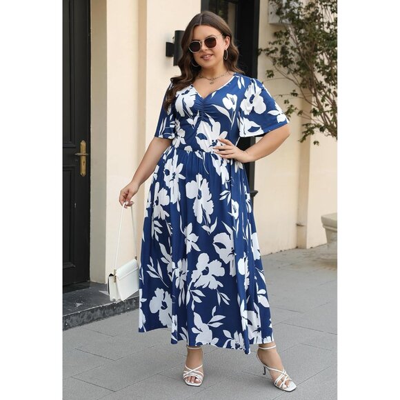 Plus Size Maxi Dress Floral Pockets Summer Party Wedding Guest 24W - Picture 6 of 7